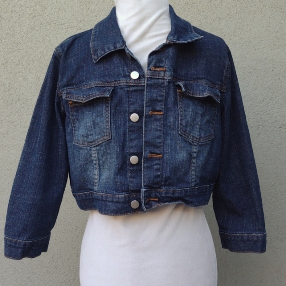 Mixit Cropped Stretch Denim Jacket Juniors Large